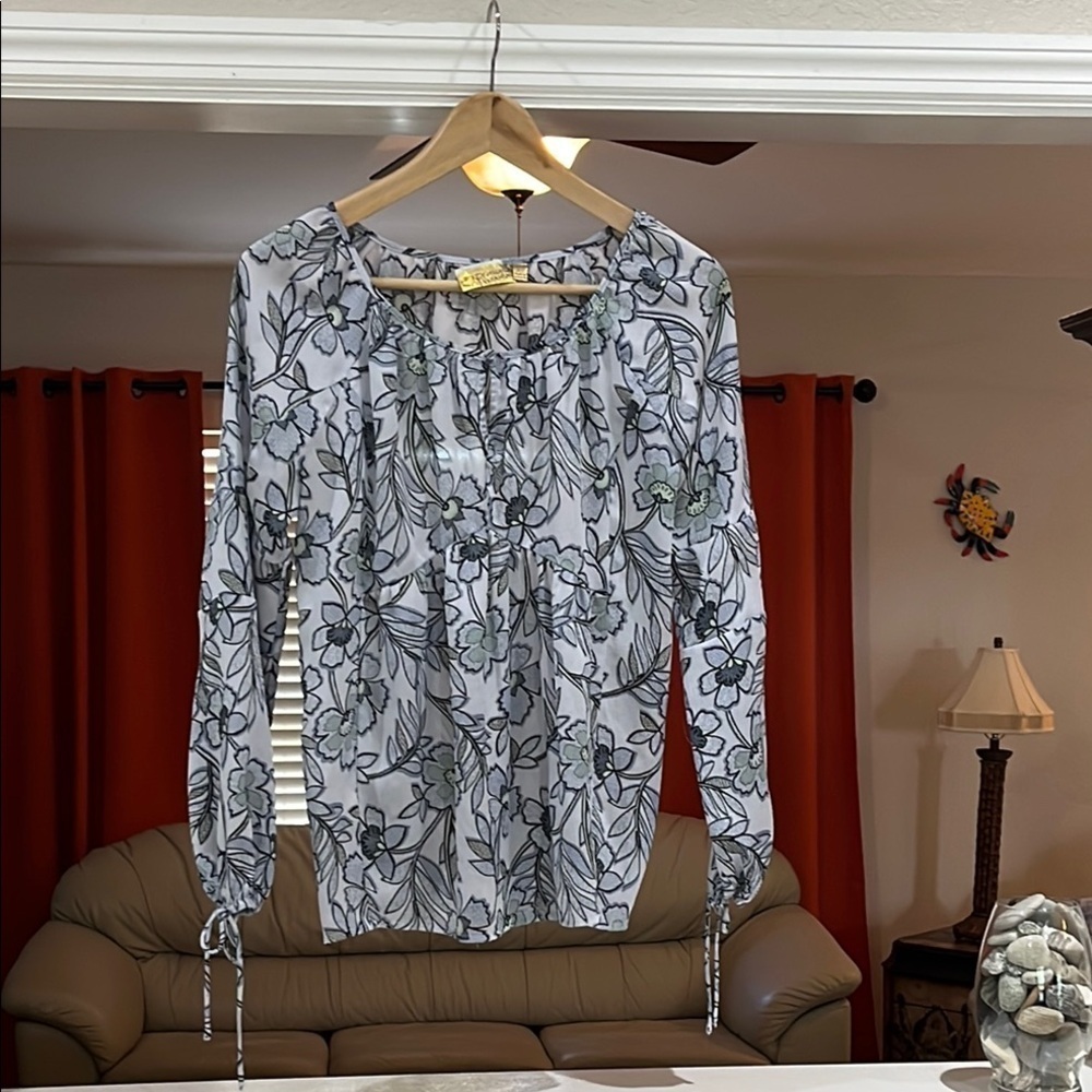 Princess Vera Wang Blue Floral Print Women's Top Size XS